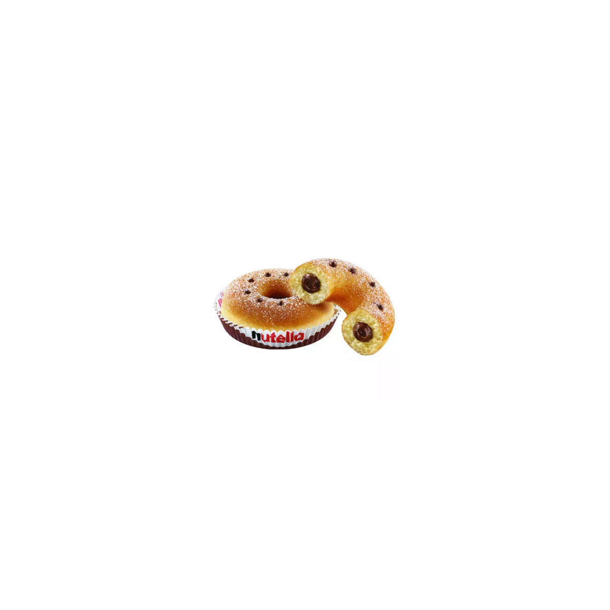 DONUT NUTELLA 60GR : Un cœur généreux de Nutella véritable, crémeux et équilibré, pour une explosion de saveurs iconiques.