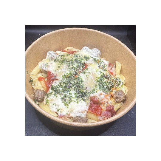 BOWL BURGER ROQUEFORT : Boulette de bœuf, sauce tomate du chef, Mozza & roquefort, Huile persillée