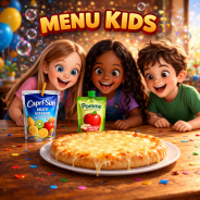.KIDS MENU : 1 pizza junior + 1 Capri Sun  + 1 compote + 1 tube de bulles de savon