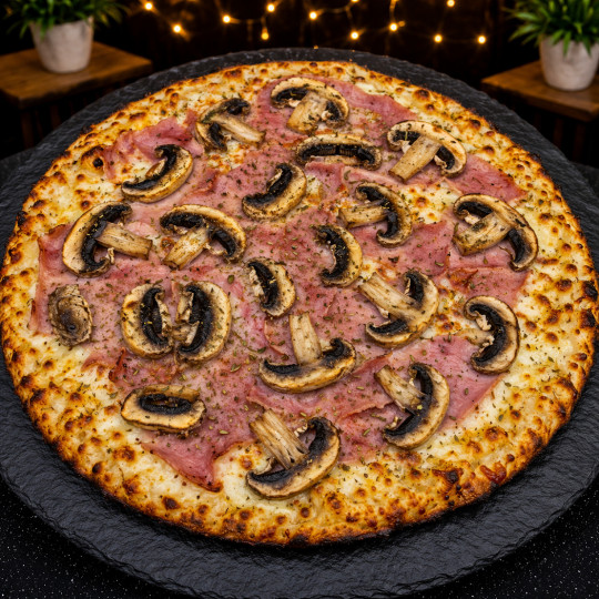 REINE CLASSIQUE : Sauce. tomate du Chef, mozzarella 100%, jambon blanc, origan.