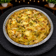 GRATIN PESTO CHEVRE : Crème fraîche, pesto, chèvre, gratin de Comté