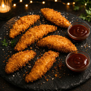 GOUJON DE POULET X 7 + 2 COUPELLES BARBECUE