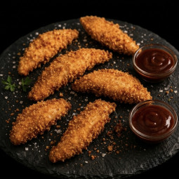 GOUJON DE POULET X 7 + 2 COUPELLES BARBECUE