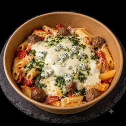 PENNE AUX BOULETTES DE BŒUF ROQUEFORT