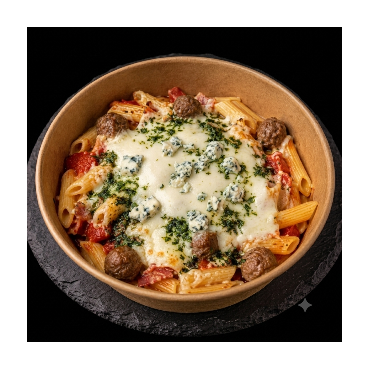 PENNE AUX BOULETTES DE BŒUF ROQUEFORT
